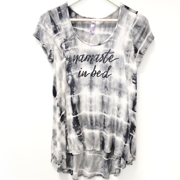 Alya Tops - Alya Namaste In Bed Tunic * Gray & White SZ Small